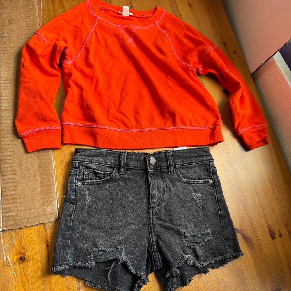 DL1961 and Crewcuts  Lucy shorts distressed denim orange top size 8